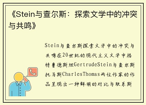 《Stein与查尔斯：探索文学中的冲突与共鸣》
